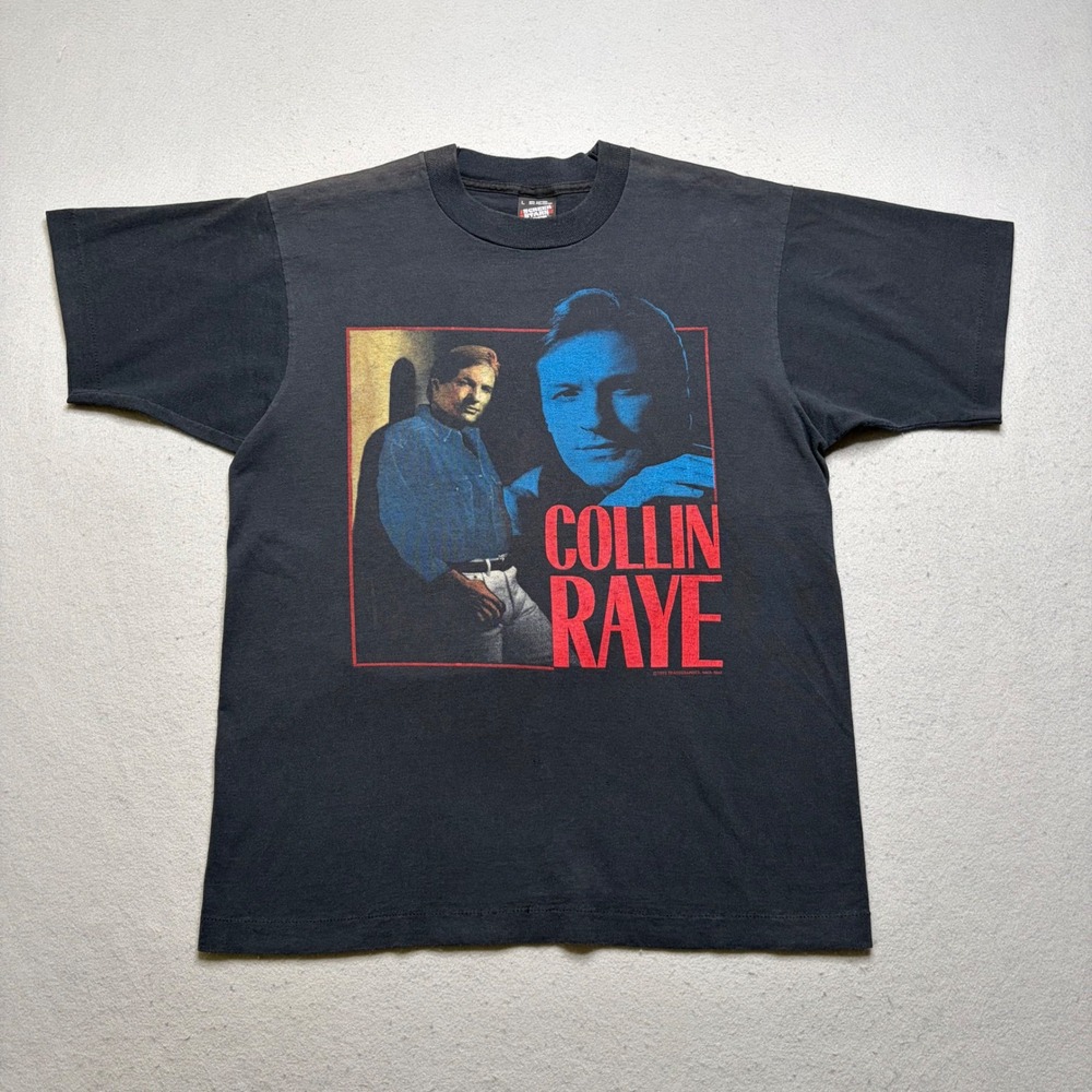 Screen Stars T-Shirt Mens L Black Collin Raye 1992 Vintage 90s Single Stitch Tee